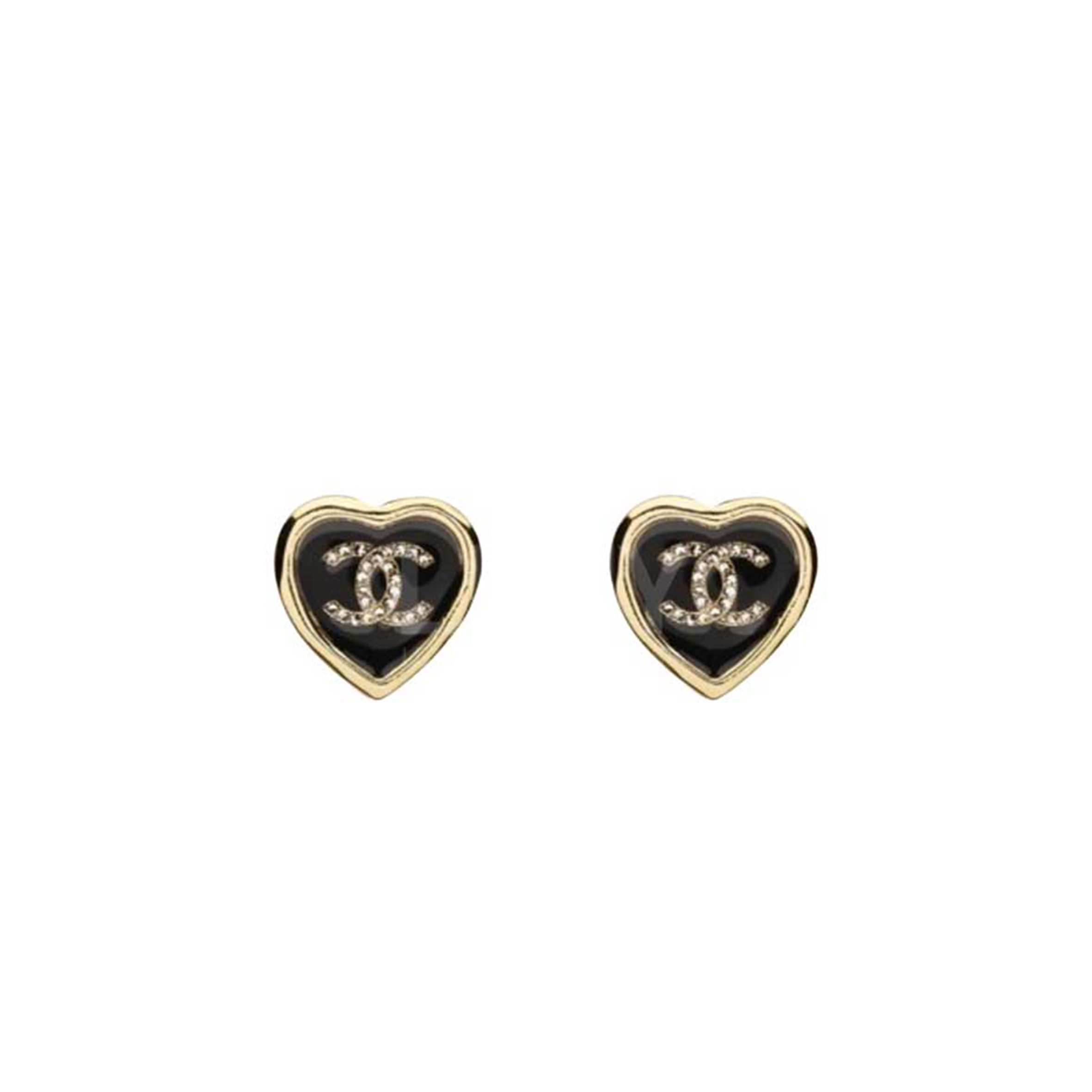 Ch**el heart heart black gold earrings abg311